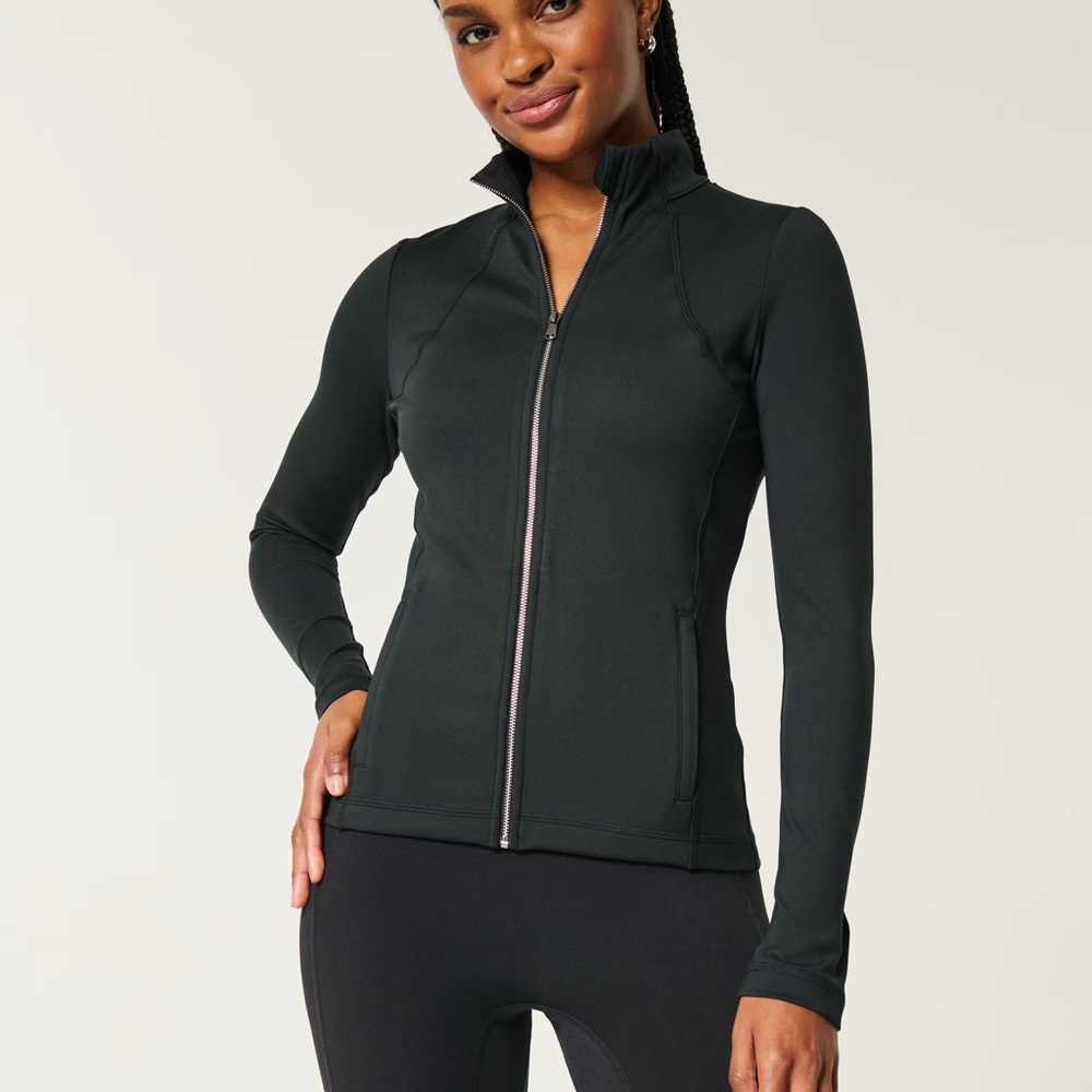 Gilly Hicks Black Active Recharge Zip-Up Jacket Size Large